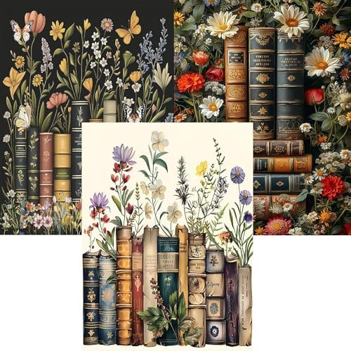 Benjenes 3PCS Book Flowers Diamond Art Kits for Adults Diamond Painting