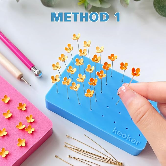 Keoker 1PC Silicone Baking Mat for Polymer Clay, Stud Earring Application Board for Standing & Painting, Polymer Clay Tool Work with Polymer Clay Earring Cutters (Blue)