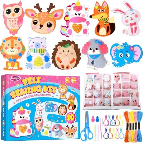 Sewing Kit for Kids, 10 Easy DIY Project of Stuffed Animal with Instruction