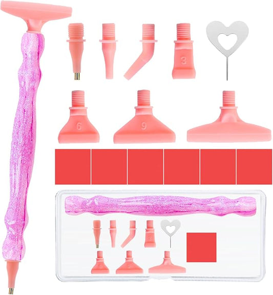 ZYNYXY 16PCS Ergonomic Diamond Art Pens Kits, Resin Diamond Painting Pen with Multifunctional Plastic Screw Thread Tips for 5D Diamond Painting (Starry Pink A)
