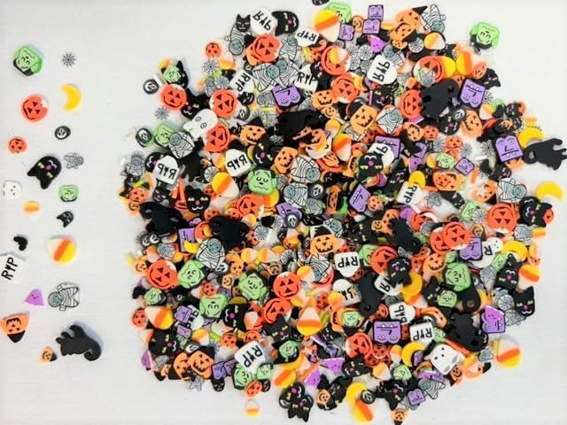 BGM Creations 2,000 Piece Halloween Polymer Clay Slices for Slime Supplies, DIY Nail Art, Halloween Craft Embellishments