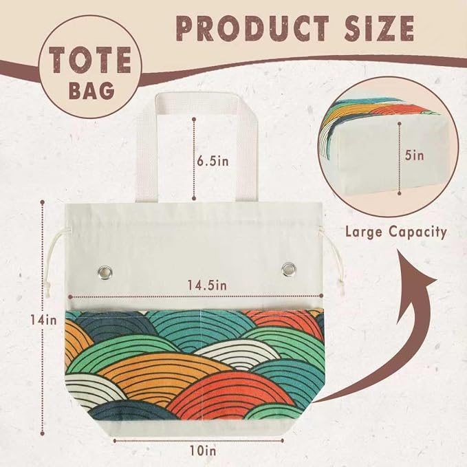 TOGETRUE Yarn Bag, Knitting Crochet Tote Bag, Yarn Storage Bags Organizer, Crochet bags for Crocheting Project, Store Skein Ball, Short Knitting Needle (Large, Color Arc)
