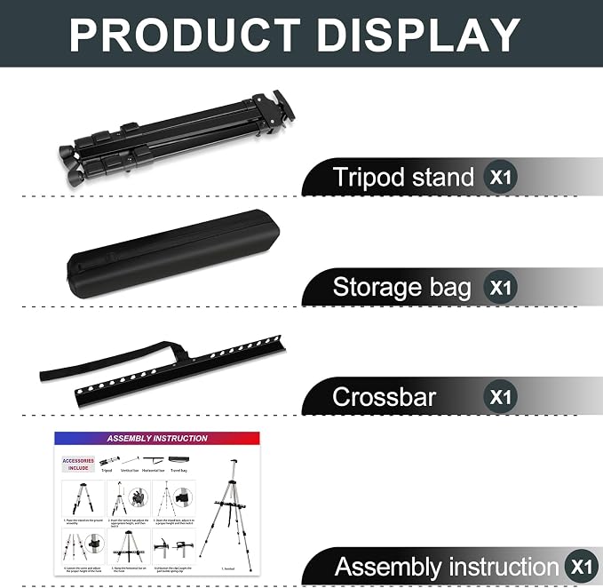 AROIC 4 Pack Art Painting Display Easel Stands Portable Adjustable | Aluminum Metal Tripod Artist Canvases Height from17 to 66 In Extra Sturdy forTable-Top/Floor Paint, Black with 4 Storage Bag