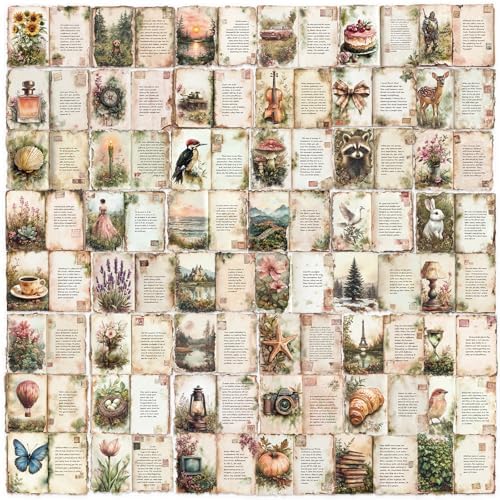 Vintage Watercolor Diary Stickers for Scrapbooking, Waterproof Aesthetic Decals for Planner Water Bottles Art Bullet Junk Journal,DIY Crafts and Scrapbook Supplies for Teens Adults