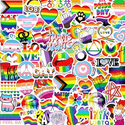 300 PCS Pride Stickers Bulk, Mixed All Kinds of LGBTQ+ Stickers for Trans Lesbian LGBTQ Bi, Gay Pride Accessories, Rainbow Stickers for Pride Month Decorations & Party Supplies(No Duplicates)
