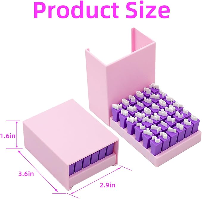 Purple Alphabet Stamps for Clay – 36 Pcs (Uppercase Letters & Numbers 0-9 Set), Essential Clay Letter Stamps for Pottery, Ceramics, Concrete, DIY Craft Tools with Storage Box