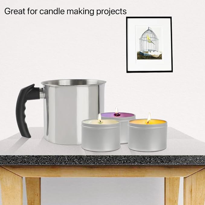 Phinicco 44oz 1.3L Candle Making Pouring Pot Wax Melting Pot and Spoon 304 Stainless Steel Candle Making Pitcher Heat-Resistant Handle