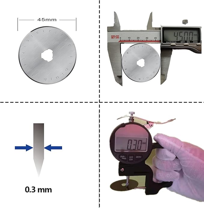 45mm Rotary Cutter Blades 5-Pack Replacement Blades Fits Fits Fiskars, OLFA,Martelli,Dremel,Truecut,DAFA for Quilting Scrapbooking Sewing Arts & Crafts Sharp and Durable Cutter Blade (silver)