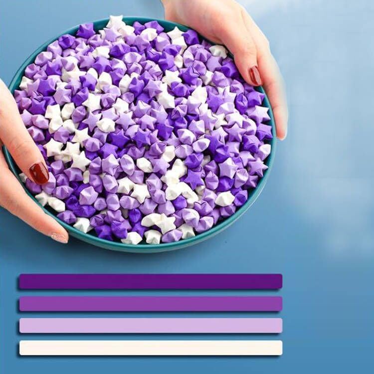 Origami Paper Stars, Colorful Handcraft Origami Lucky Star Paper DIY Paper Arts Creativity Hand Art Crafts (Purple gradient (1350) sheets)