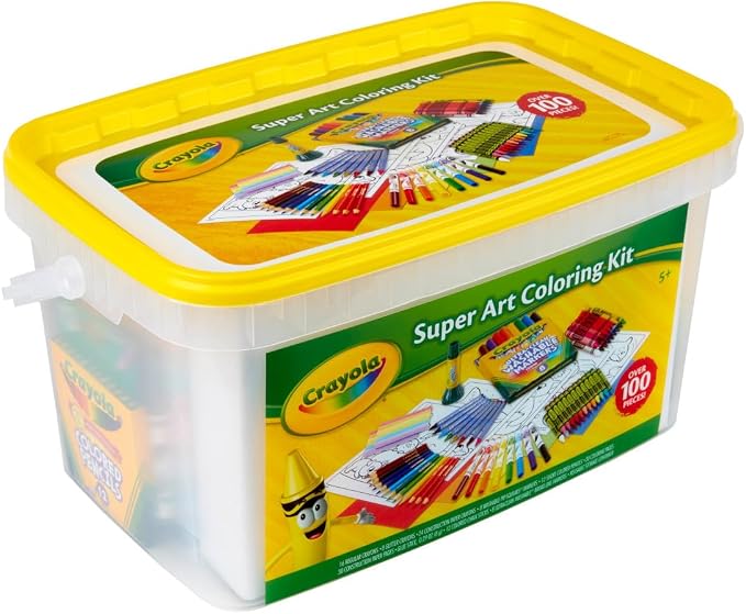 Crayola Super Art Coloring Kit (100+ Pcs), Kids Art Supplies Set with Crayons, Markers & Colored Pencils, Craft & Coloring Kit with Storage Tub, Ages 5+ [Amazon Exclusive]