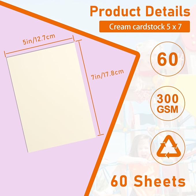 Guakicae 60 Sheets Cream Cardstock 5 x 7 Ivory Paper 110lb