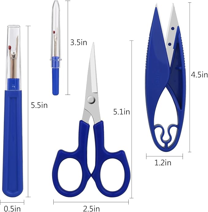 CampTek Seam Ripper & Thread Remover Kit - Professional Ergonomic Stitch Cutter Tools for Quilting, Leather, Denim, Cross Stitch | Sewing Supplies with Patch Remover, Durable Sewing Kit Tools (Blue)