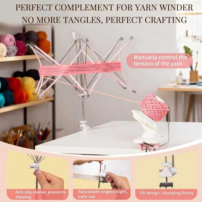 SPEENSUN Foldable Yarn Swift, Adjustable Umbrella Holder for Skeins | Easy Install, Multi-Angle Design, Keeps Hanks Tidy, Pairs Perfectly with Ball Winder, Includes Storage Bag & Box