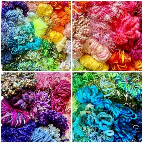 200 yrds 20 Colors Fiber for Embellishments Assorted Novelty Yarn, 10 yrds per Color (mix1) 6 oz