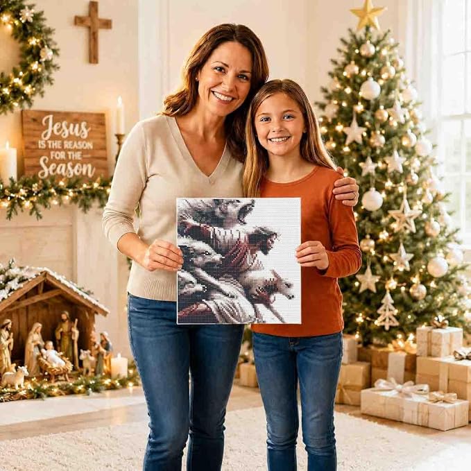 Jesus Diamond Art Kits for Adults with Frame,Christianity Diamond Painting