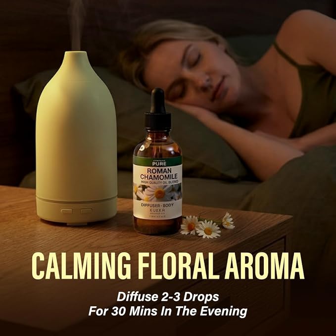 100% Pure Roman Chamomile Essential Oil 4 Fl Oz - Chamomile Oil for Skin | Undiluted Italian Chamaemelum Nobile for Hair, Diffuser, Aromatherapy, Relaxation and Skincare Rituals
