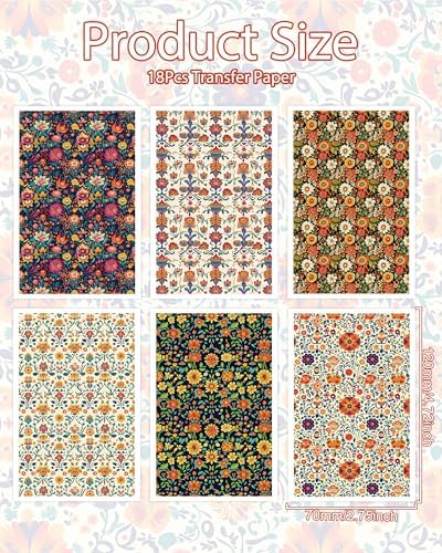 Puocaon Mexican Clay Transfer Paper - Vintage Flower Transfer Paper for Polymer Clay Earrings Jewelry Making