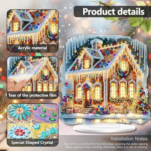Christmas Diamond Art Kits for Adults,Gingerbread House Diamond Painting