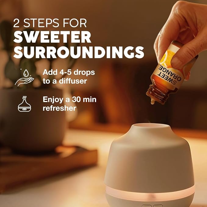 Kukka 100% Pure Orange Essential Oil for Skin, Diffuser, 1.02 Fl Oz | Undiluted Sweet Orange Oil for Uplifting Diffuser Blends, Natural Cleaning Spray, Hair & Skin Care & DIY Soap Making