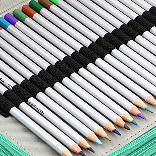 BTSKY Deluxe PU Leather Pencil Case For Colored Pencils - 120 Slot, Green