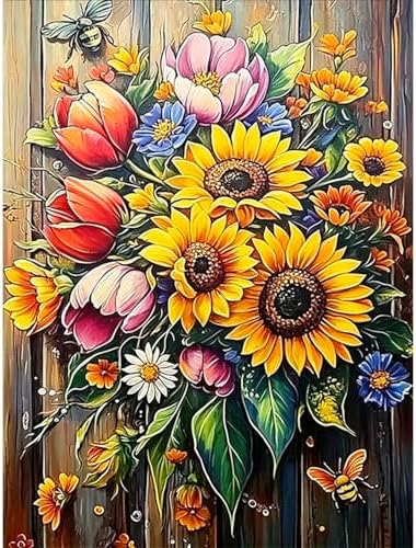 Flowers Diamond Art Kits for Adults, DIY Crafts for Adults 12x16in