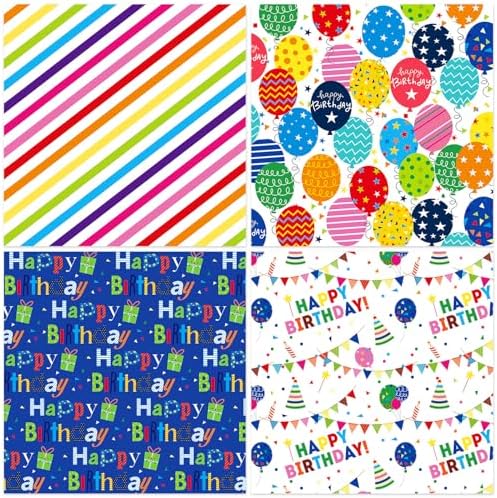 24 Sheets Happy Birthday Scrapbook Paper Pad,160gsm Textured Double-Sided Pattern Planner Junk Journal Craft Paper,Card Making Supplies,30×30cm