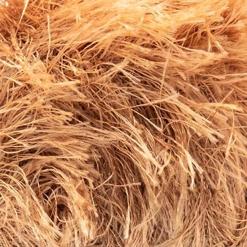 Estako Eyelash Yarn, Soft Fuzzy Faux Fur for Crochet, Camel, 4-Pack
