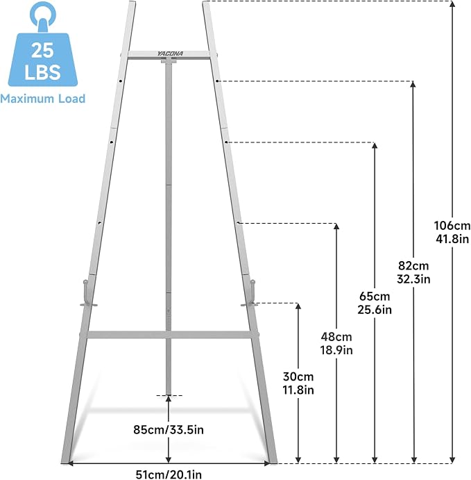 Easel Stand for Sign, Metal Display Easel with Adjustable Chain,Silver
