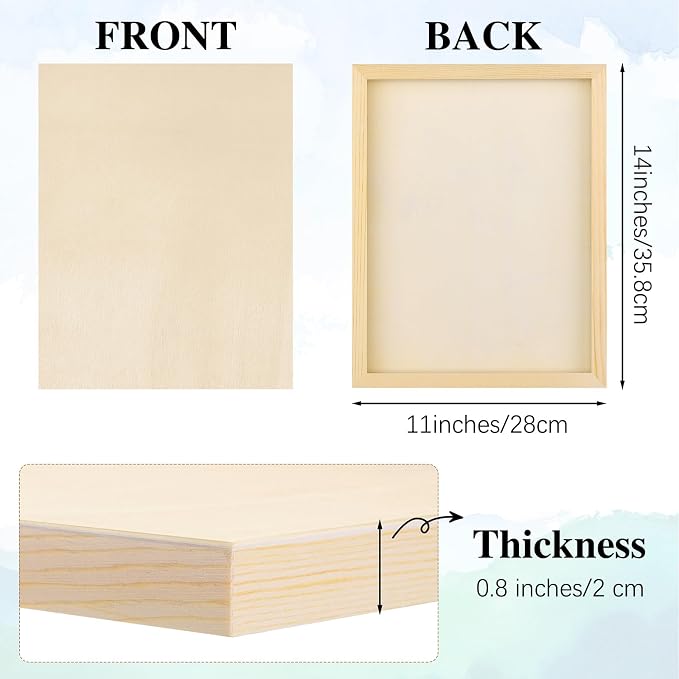 Aodaer 8 Pack Wood Panels 11 x 14 Inch Wooden Panels Canvas Unfinished Craft Wood Boards Panels for Art Crafts Acrylic and Oil Painting Pouring DIY Projects