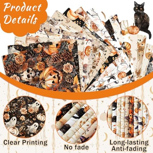 HunnmingRe 20 Pcs 10''x10'' Fall Halloween Quilting Fabric Squares