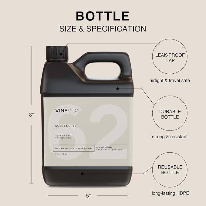 VINEVIDA [32oz] Pineapple Slices Fragrance Oil for Candle Making - Made in USA Scents for Soap Making - Natural Candle Fragrance Oil