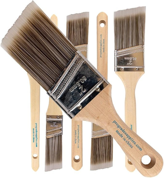 Vermeer Angled Paint Brushes, Paint Brush Set for Trim & Walls, 6 Pc | Interior & exterior | Furniture, cabinets, doors & fences | Latex & oil-based | Medium stiff bristles, softwood handles