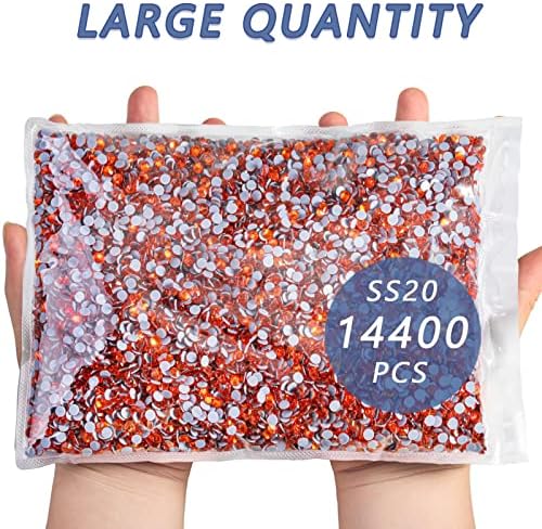 Beadsland Hotfix Rhinestones Bulk, Hyacinth/Orange, SS20, 14400pcs