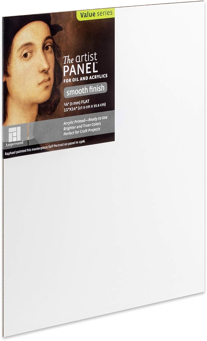 Ampersand Artist Panel Primed Smooth Surface for Painting and Mixed-Media, 1/8 Inch Depth, 11X14 Inch (APS1114)