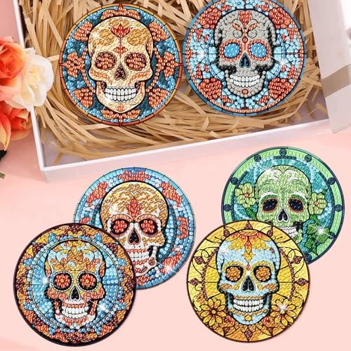 8 Pcs Diamond Art Coasters Kit for Adult with Holder, Diamond Coaster 4x4in