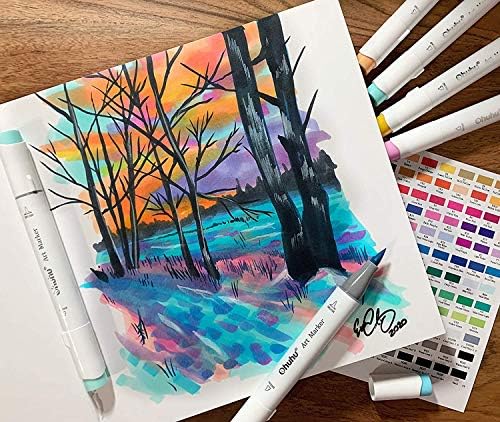 Ohuhu 8.3"x8.3" Marker Paper Pad Art Sketchbook for Drawing and Sketching | Square Sketch Book - 120 LB/200 GSM Smooth Drawing Paper - 78 Sheets/156 Pages - PU Hardcover Sketch Pad for Alcohol Markers