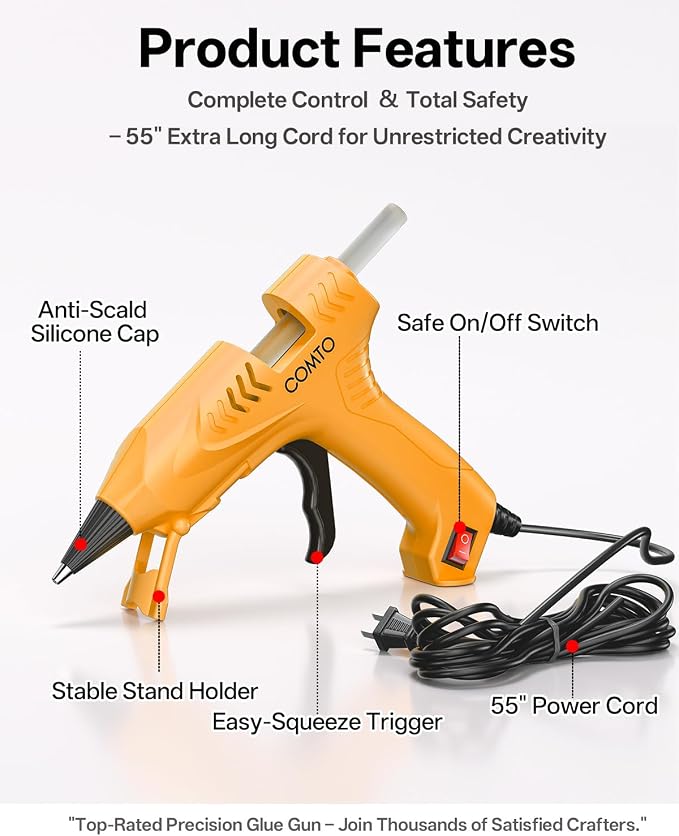 Mini Hot Glue Gun with 100 Glue Sticks, Yellow