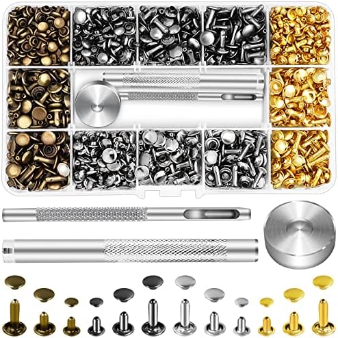 JETMORE 480 Sets Rivets for Leather, Double Cap Rivets for DIY Leathercraft