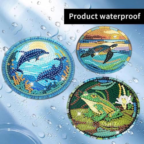 Meothan 8 Pcs Animals Diamond Art Coasters Kit for Adults with Holder 4x4in