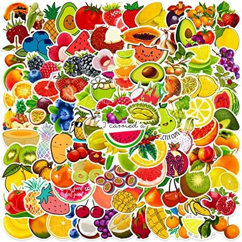 Fruit Stickers, 100 Pcs Cute Fruits Stickers Pack, Colorful VSCO Waterproof Sticker for Water Bottle Scooter Luggage Laptop, Fruits Sticker Bulk Holiday Gifts for Kids Teens Adults