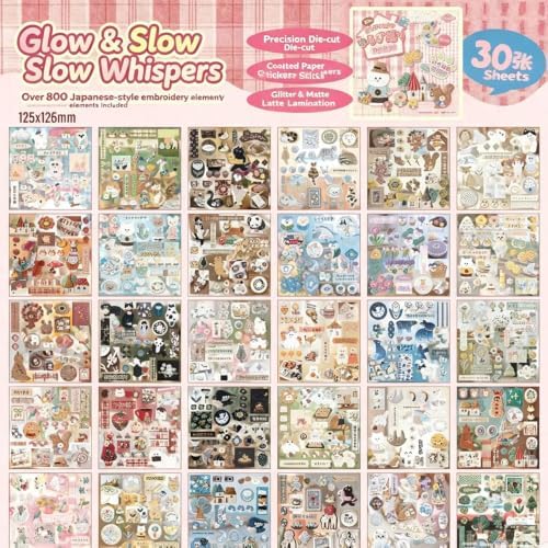 Alideco 30pcs Scrapbook Stickers Vintage Gourmet Desserts Sticker Book for Adults Sticker journaling Stickers for Scrapbooking (liuguangmanyu)