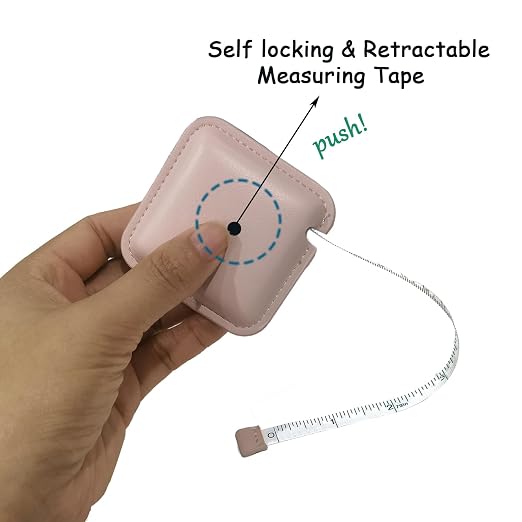 Tape Measure for Body Measuring Medical Body Cloth Tailor Craft Dieting Measuring Tape, 79 Inch/2 M Dual Sided Retractable Measuring Tape for Body Fabric Sewing Measurements Square(Pink)