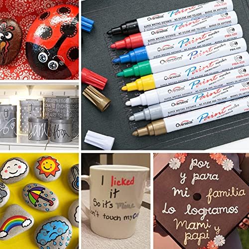 Overseas 8 Colors Paint Pens, Oil Based Permanent Paint Markers Medium Tip
