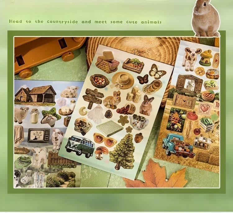 Retro Sticker Book, 2 Set Sticker Books, Meadow