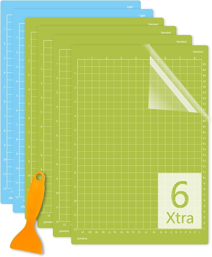 6 Pack Cutting Mats 8.5x12in Compatible Cricut Joy Xtra Reusable Sticky Grip Cricket Cut Mats (Light, Standard) for Crafts, Quilting, Sewing