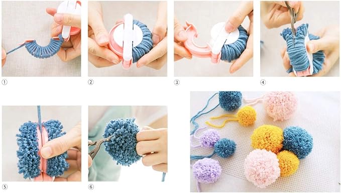 READAEER Round Knitting Looms Set Craft Kit Tool with Hook Needle and Pompom Maker