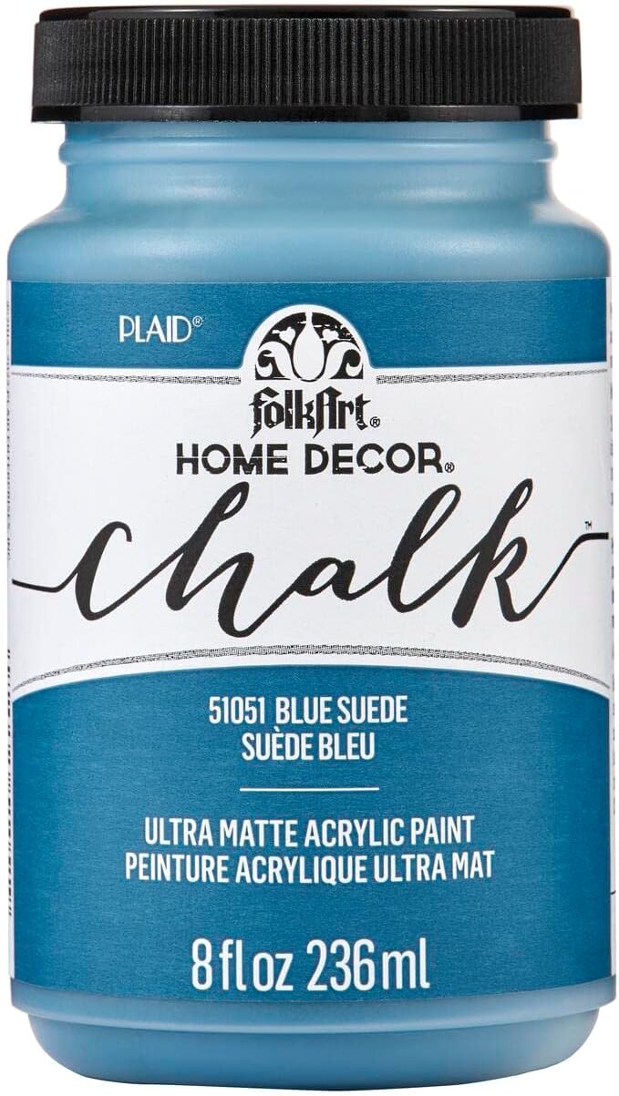 FolkArt Home Décor Chalk Paint, Blue Suede 8 fl oz Acrylic Craft Paint with an Ultra Matte Finish, 51051
