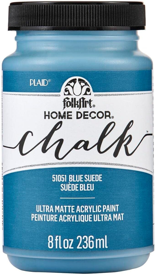 FolkArt Home Décor Chalk Paint, Blue Suede 8 fl oz Acrylic Craft Paint with an Ultra Matte Finish, 51051