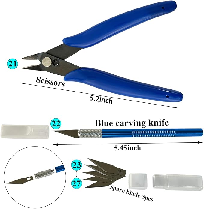 32 Pcs Professional Model DIY Tool Kit, Modeler Basic Craft Tool Set, Dollhouse Miniature Hobby Building or Handmade Hobby Craft Tools Set