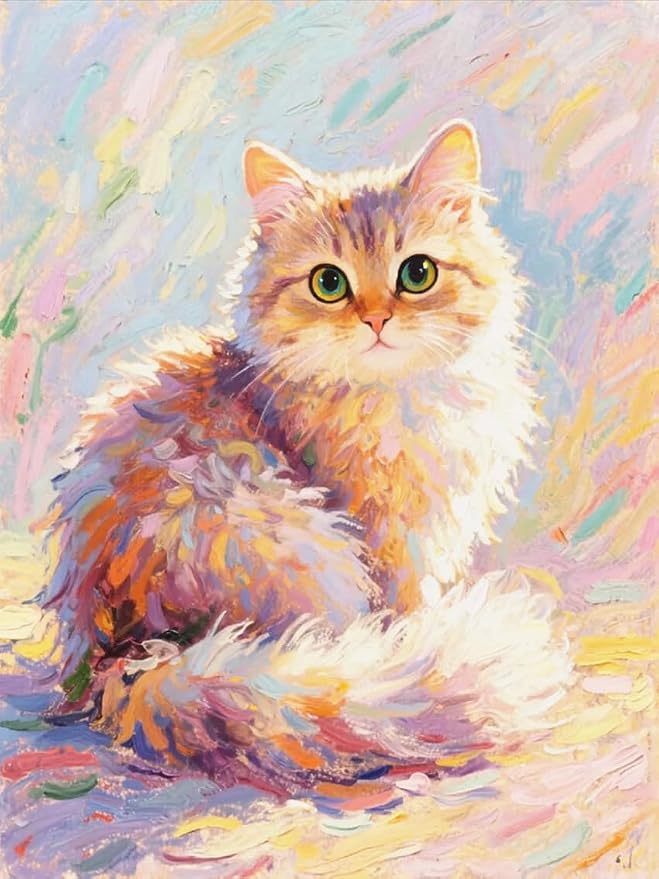 ZRIZQ Paint by Numbers Kit for Adults Beginner Animal,Cat,16x20 | Full set with wooden brushes,rolled canvas,rich paints.Calming activity.Beginner friendly.Just open and paint.
